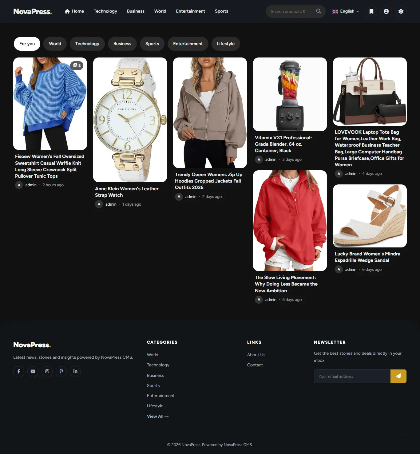 Pinterest Style Grid Theme Demo Screenshot